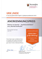 Urkunde Anerkennungspreis